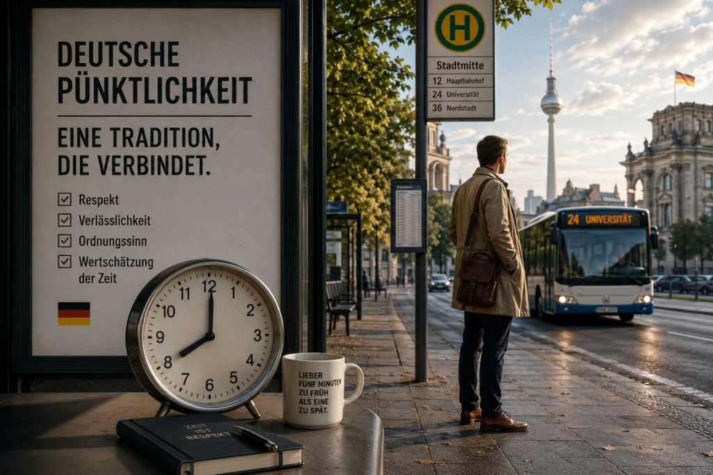 Mann an Bushaltestelle