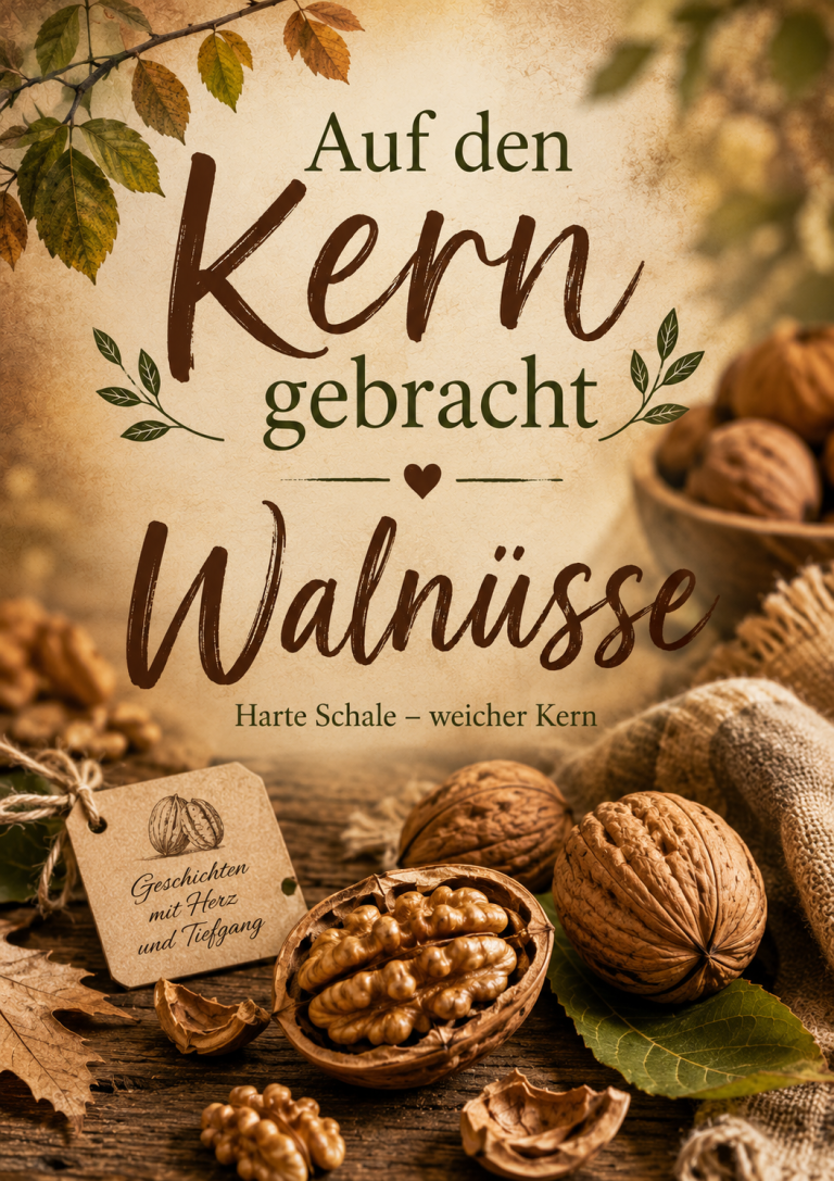Buchcover mit Pflaumen und Blatt auf weißem Hintergrund, Titel in größerer Schrift.