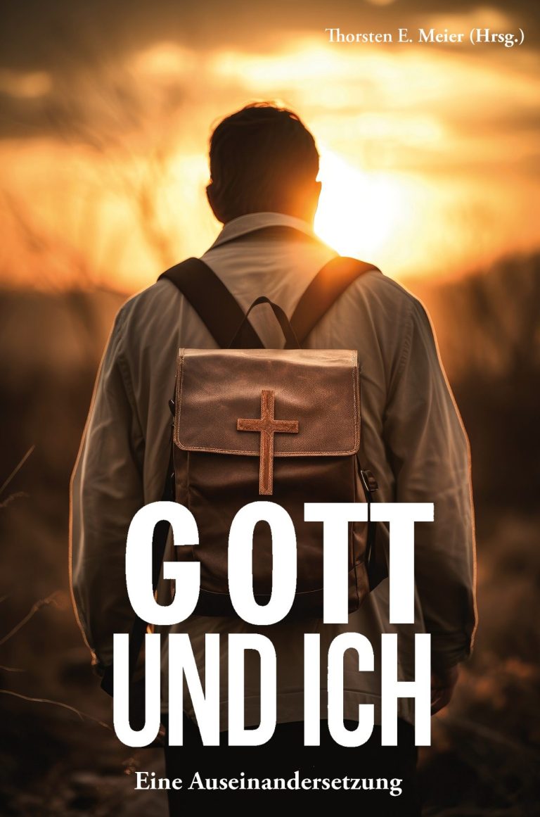 Dunkle Bibliothek mit hohen Regalen, zentraler Figur, die in einem Buch liest.