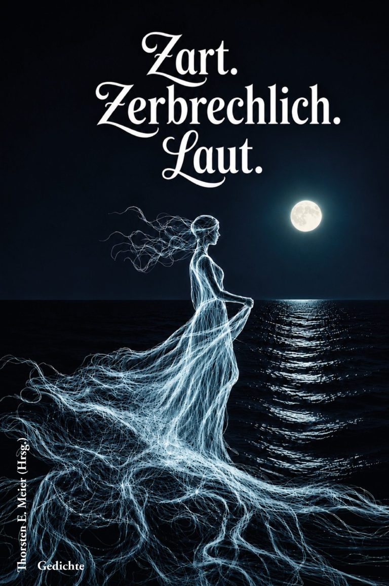 Cover Ein Frau sitzt an einem Tisch mit Büchern und Glücksmomenten, umgeben von bunten Deko-Elementen.