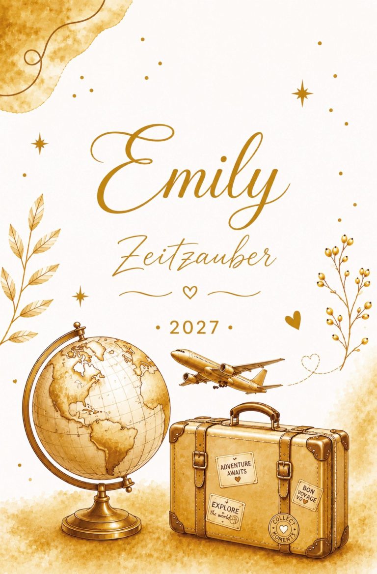 Cover Ein Frau sitzt an einem Tisch mit Büchern und Glücksmomenten, umgeben von bunten Deko-Elementen.