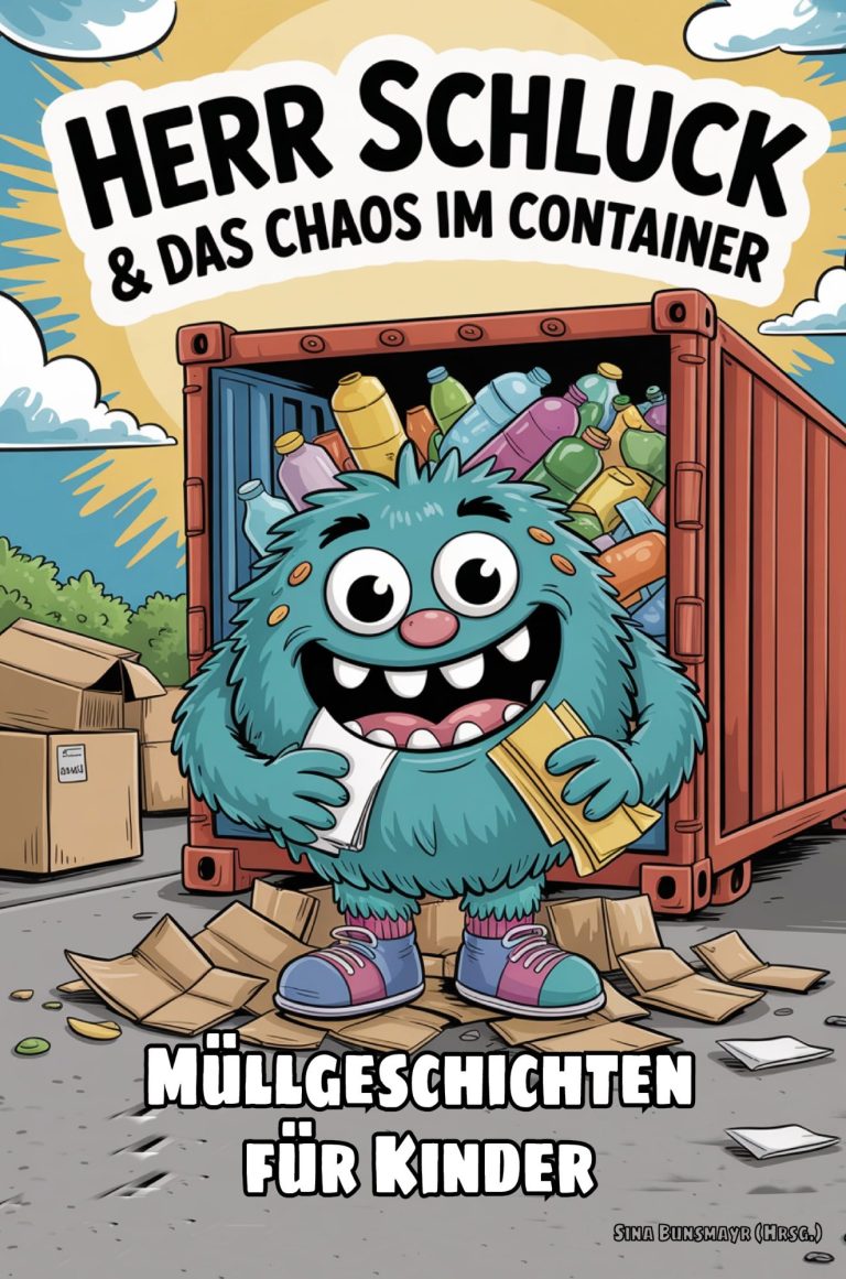 Ein Frau sitzt an einem Tisch mit Büchern und Glücksmomenten, umgeben von bunten Deko-Elementen.