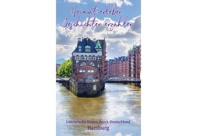 Ein historisches Gebäude am Wasser mit einem klaren Himmel in Hamburg.