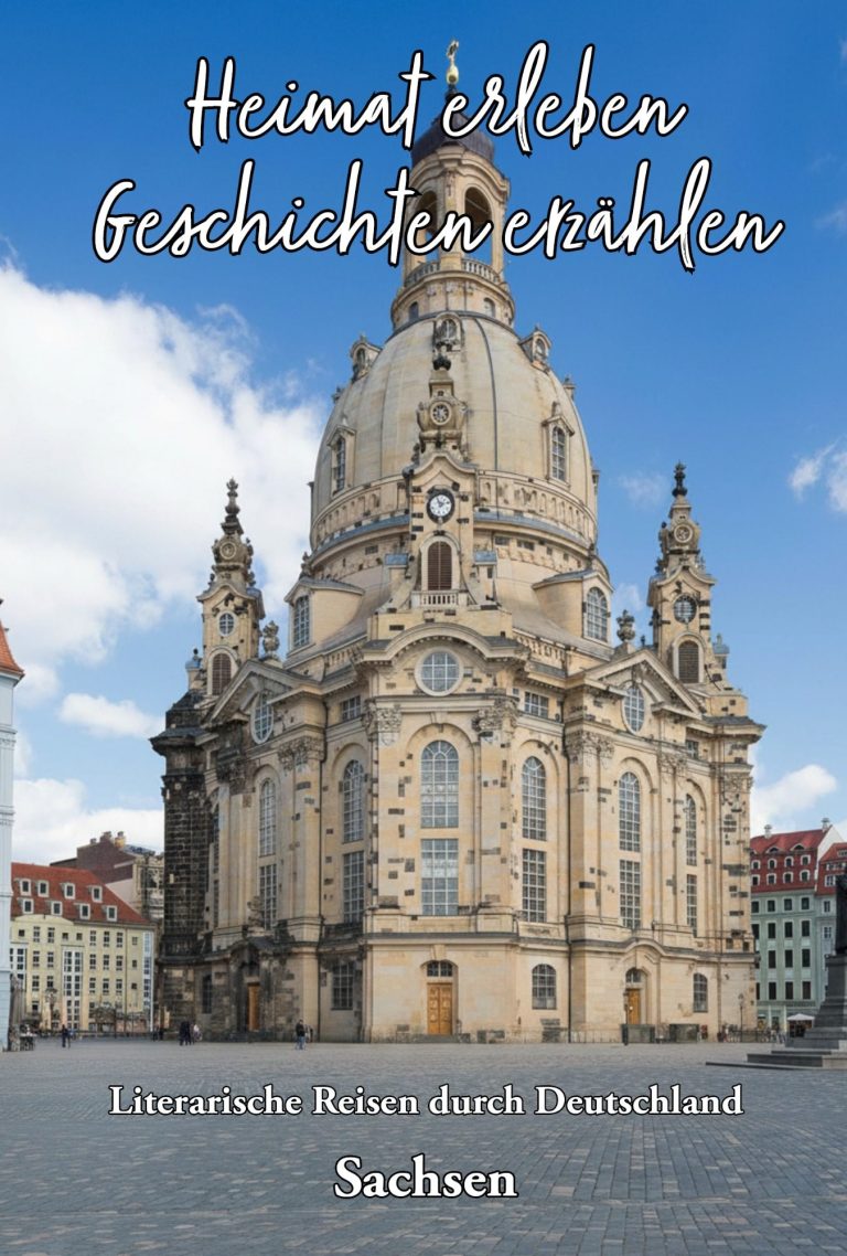 Cover Blick auf eine Stadt mit markantem Turm und Häusern, darüber der Schriftzug "Heimat erleben. Geschichten erzählen."