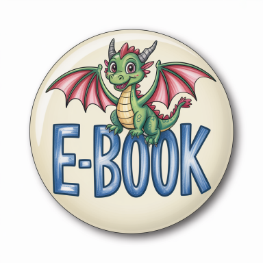 Drache über E-Book-Logo