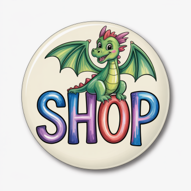 Drache, der zum Papierfresserchen-Shop führt